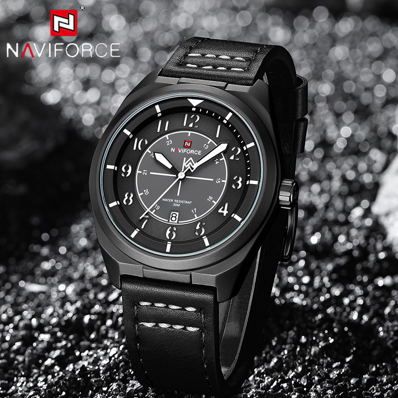 Leather Watch Band Men - Reloj de Cuarzo NAVIFORCE para Hombre,