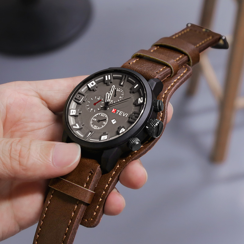 Leather Watch Band Men - Relojes Retro para hombre, reloj clásico