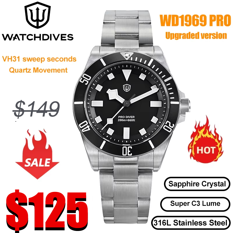 Rolex Watch Submariner - Watchdives WD1969 Pro 38mm reloj de