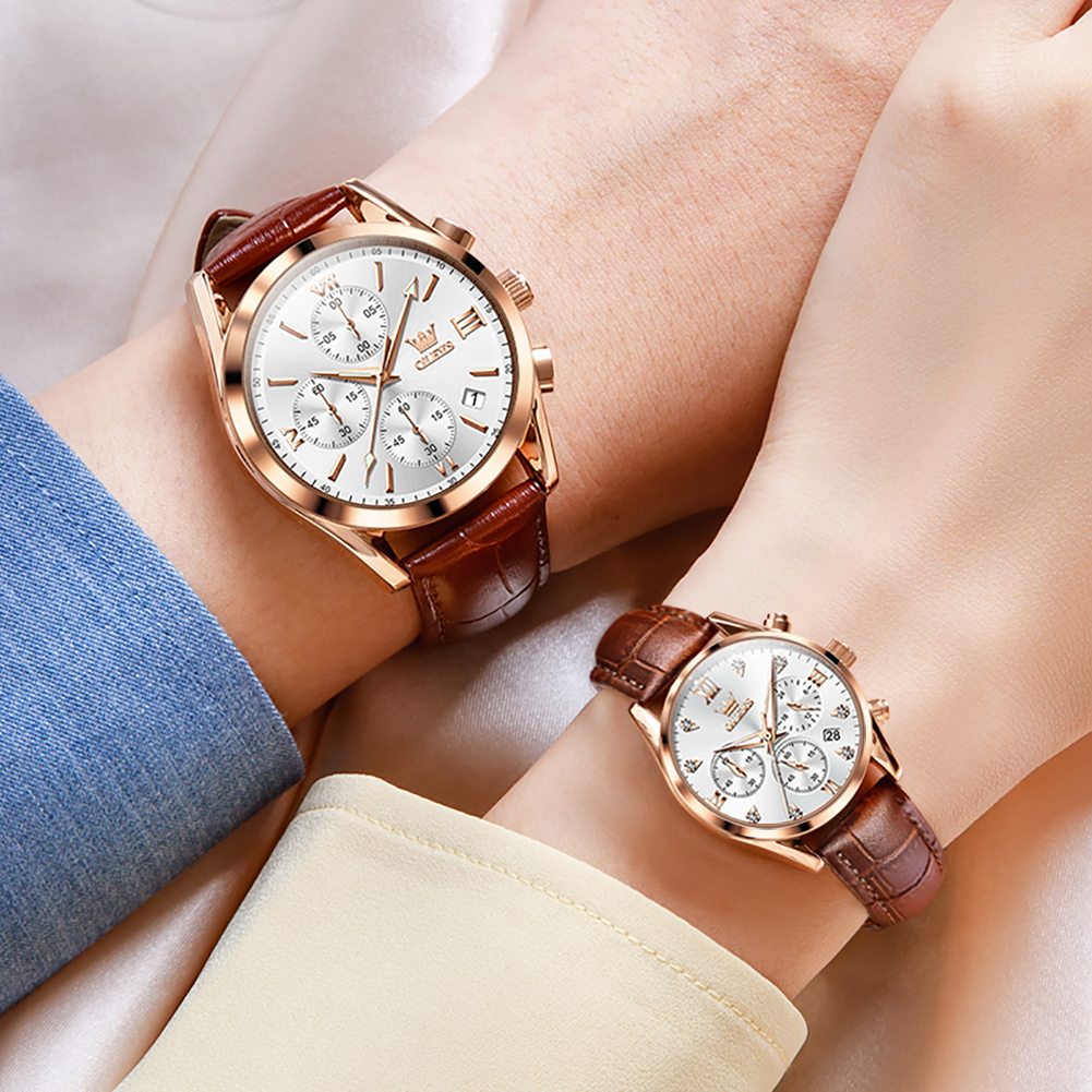 OLEVS-Reloj de pulsera de cuar - Leather Watch Band Men reseña y precio