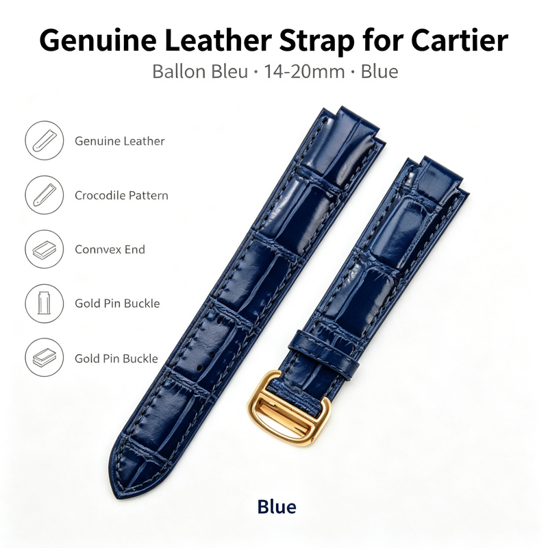 Correa de cuero genuino de 14- - Cartier Watch Ballon Bleu reseña y precio